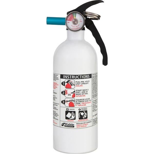 Kidde Fire Extinguisher, 2 lb Capacity, Class BC , UL Rating5B:C , Sodium Bicarbonate - FX5 II