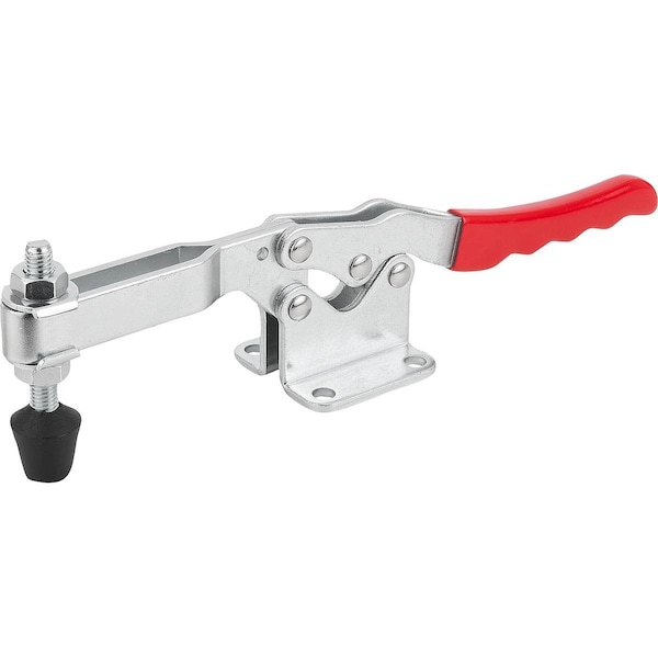 Kipp Toggle Clamp Standard L=295, 6, Form:D Steel, Horizontal Foot, Comp:Plastic, Comp:Red, F2=5000 - K1240.045000