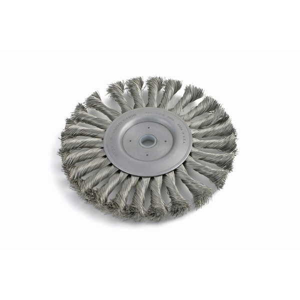 Brush Research Manufacturing BTS416, 4" Knotted Wire Wheel, .016 CS, 1/2-3/8" Arbor Hole, .812 Trim, .500" Face Width - BTS416