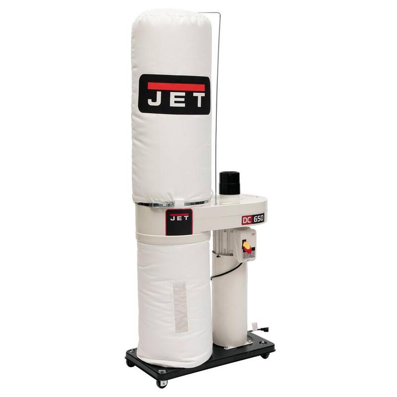 Colector de polvo Jet de 1 HP, 650 CFM y 4 pulgadas con kit de filtro de bolsa de 30 micrones, 115/230 voltios, DC-650BK - 708642BK.