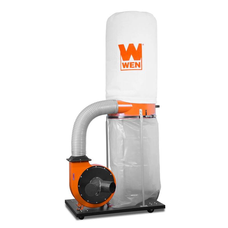 Colector de polvo para trabajos de carpintería WEN de 1,300 CFM, 14 amperios, 50 galones, 5 micras, con bolsa de colección y base móvil - DC1300