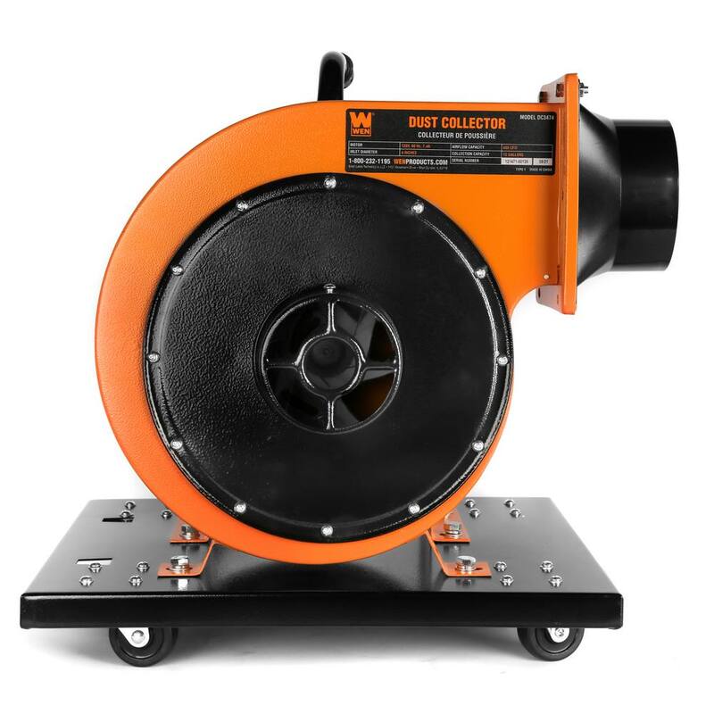 Recolector de polvo rodante de 7.4 amperios de WEN con motor de inducción, bolsa de 15 galones y montaje en pared opcional - DC3474