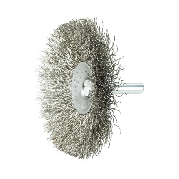 Weiler 3" Wire Wheel, .014" Stainless Steel Fill, 1/4" Stem - 17937