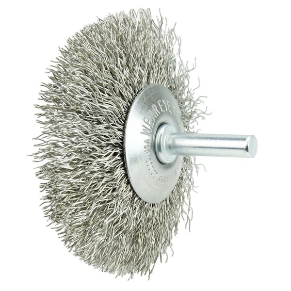 Weiler 3" Wire Wheel, .014" Stainless Steel Fill, 1/4" Stem - 17937