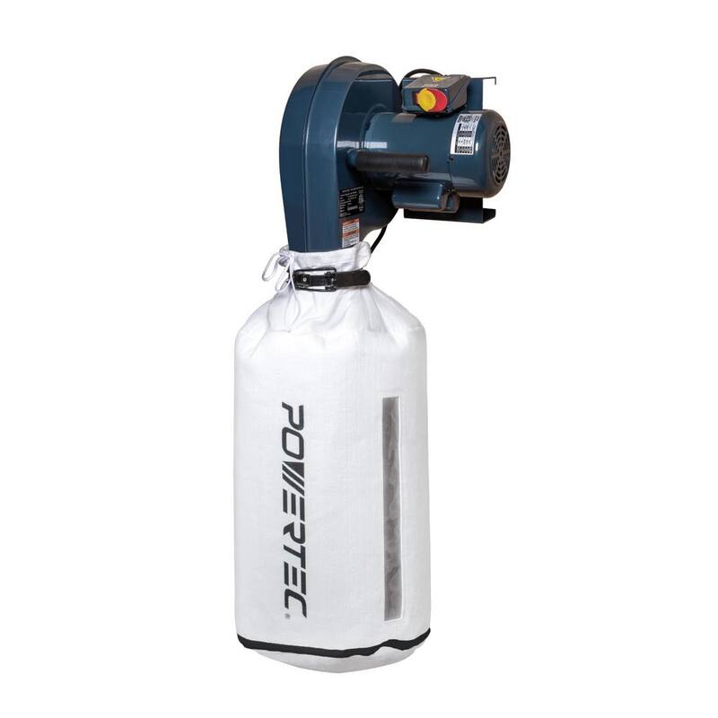 Colector de polvo montado en la pared POWERTEC de 12 amperes, 1 HP, 560 CFM, 1 micrón, 120 voltios / 240 voltios - DC5371