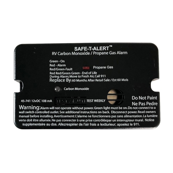 Safe-T-Alert 45-Series Combo Carbon Monoxide Propane Alarm Surface Mount - Black - 45-741-BL