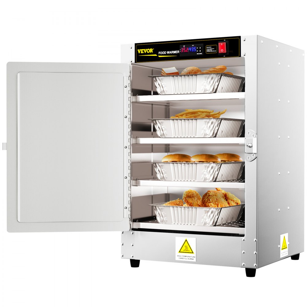 VEVOR Hot Box Food Warmer, 16"x16"x24" Concession Warmer with Water Tray, Four Disposable Catering Pans, Countertop Pizza, Patty, Pastry, Empanada, Concession Hot Food Hold Tested to UL Standards - BWJLHJCM4110VSW2JV1