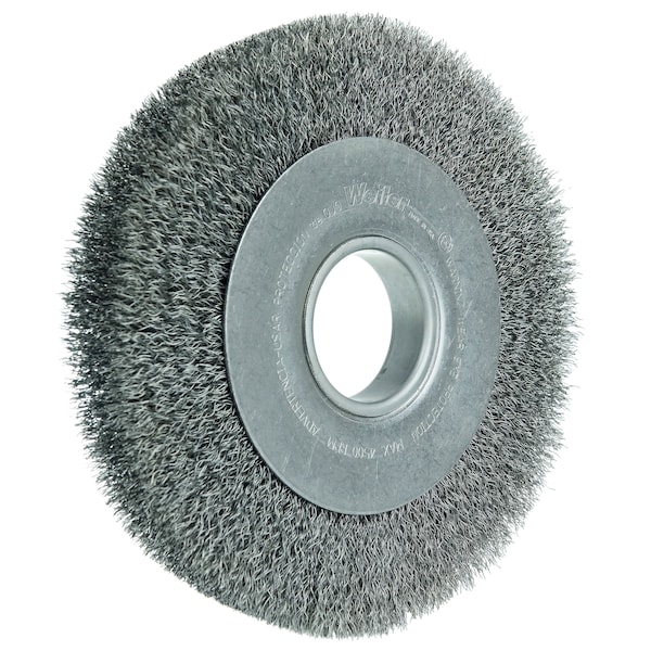 Weiler 8" Medium Face Crimped Wire Wheel .006" Steel Fill 2" Arbor Hole - 6090