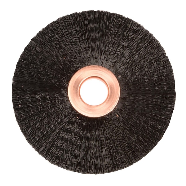 Weiler 3" Dia Nylon Wheel, .010" Crimped Black Nylon Fill, 1/2" Arbor Hole - 29070
