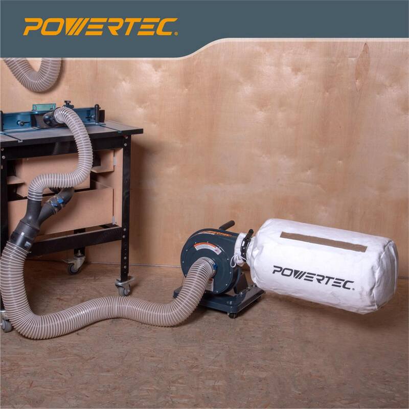 Coleccionista de polvo portátil POWERTEC de 12 amperios y 1 HP, 560 CFM, 1 micrón, 120 voltios/240 voltios - DC5372