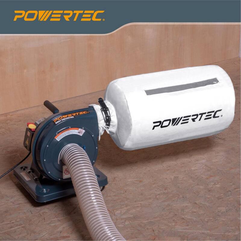 Coleccionista de polvo portátil POWERTEC de 12 amperios y 1 HP, 560 CFM, 1 micrón, 120 voltios/240 voltios - DC5372