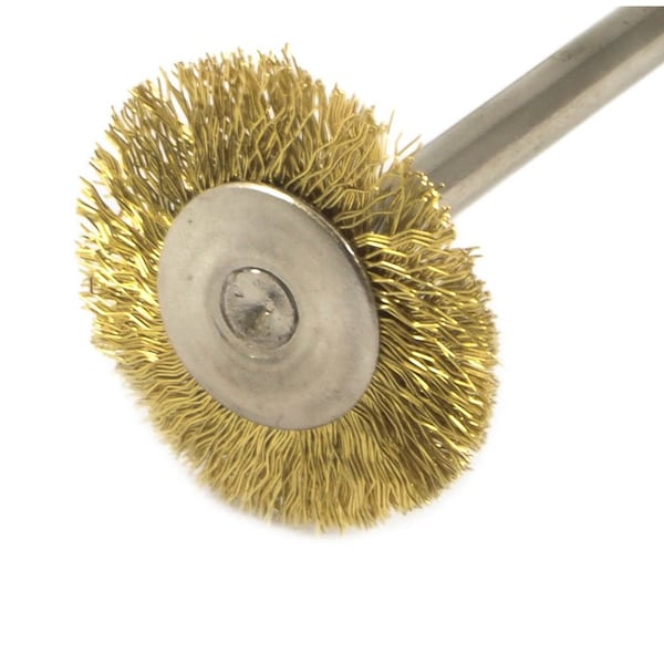 Forney Wheel Brush Set, Brass, 3/4 in with 3/32 in Shaft, 2-Piece - 60231