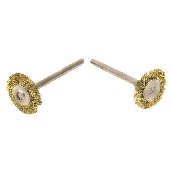 Forney Wheel Brush Set, Brass, 3/4 in with 3/32 in Shaft, 2-Piece - 60231