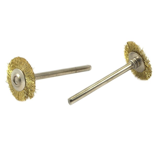 Forney Wheel Brush Set, Brass, 3/4 in with 3/32 in Shaft, 2-Piece - 60231
