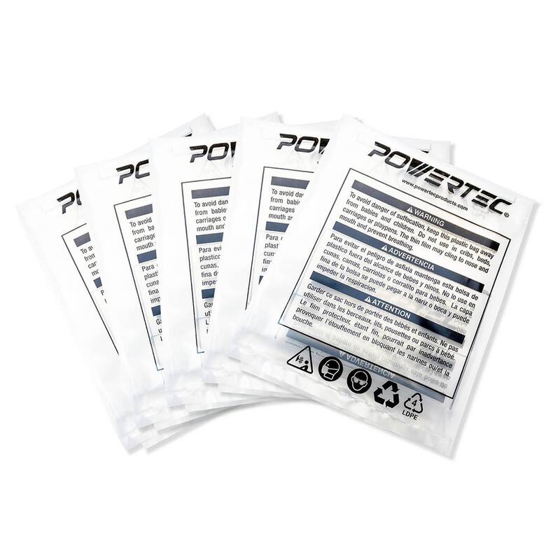 POWERTEC Bolsa de colección de polvo de plástico transparente de 20 pulgadas de diámetro x 43 pulgadas (paquete de 5) - 70002