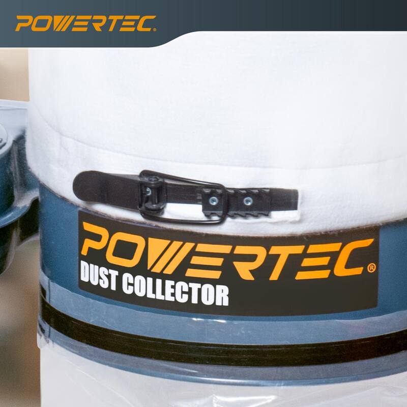 Recolector de polvo POWERTEC de 1 HP y 800 CFM con bolsas recolectoras de polvo de 1 micrón y base móvil para sistema de recolección de polvo - DC1081N