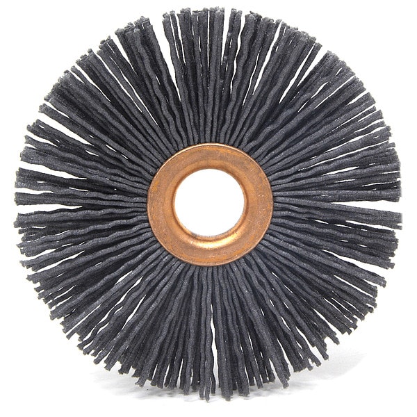 Brush Research Manufacturing CY4120SCF Abrasive Nylon Copper Center Wheel, 4" Dia., 120SC, .625" Arbor Hole, 1.437" Trim - CY4120SCF