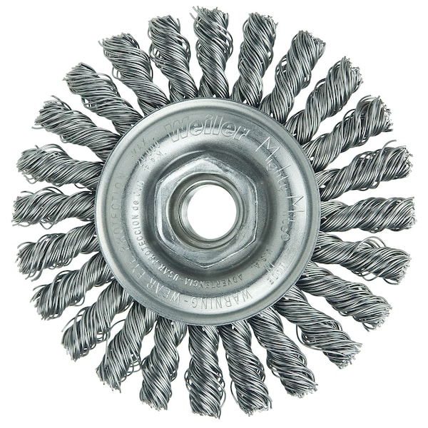Weiler Cable Twist Knot Wire Wheel 4" .020" Steel Fill 5/8"-11 UNC Nut - 13266