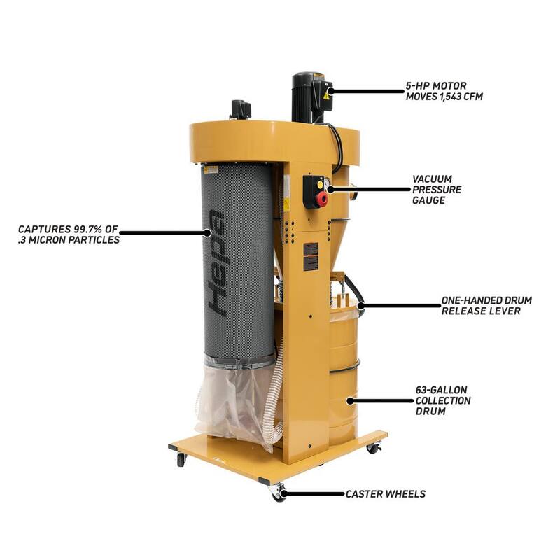 Recolector de polvo ciclónico Powermatic PM2200 con kit de filtro HEPA - 1792200HK