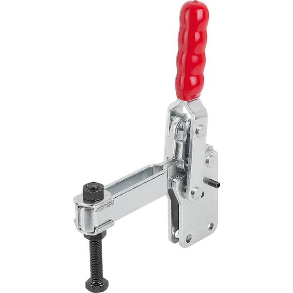 Kipp Toggle Clamp Standard L=177 Steel, Vertical Foot, Comp:Plastic, Comp:Red, F2=7000 - K1248.07000