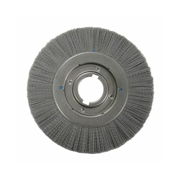 Nylox Wheel Brush, Composite, 12 in Brush Dia, 1-1/4 in Face W, 2 in Arbor Hole, Crimped/Round Filament/Wi - 83716