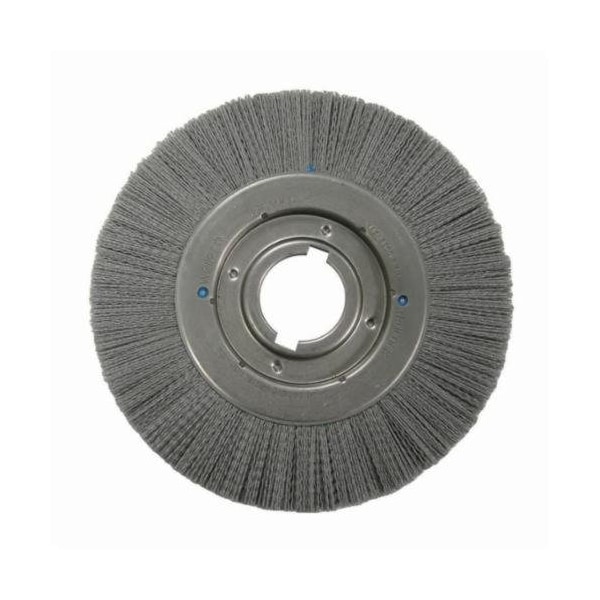 Nylox Wheel Brush, Composite, 12 in Brush Dia, 1-1/4 in Face W, 2 in Arbor Hole, Crimped/Round Filament/Wi - 83716