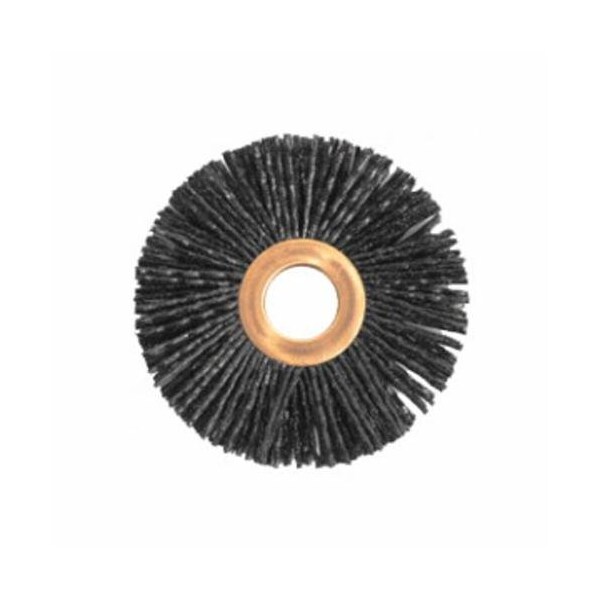 Nylox Burr-Rx Wheel Brush, Small Diameter, 3 in Brush Dia, 1/2 in Face W, 1/2 in Arbor Hole, Crimped/Round - 17565