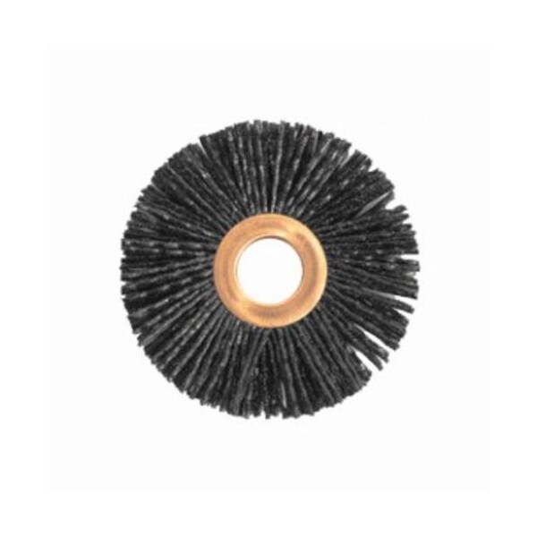 Nylox Burr-Rx Wheel Brush, Small Diameter, 3 in Brush Dia, 1/2 in Face W, 1/2 in Arbor Hole, Crimped/Round - 17567