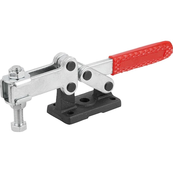 Kipp Toggle Clamp, Horizontal Foot, Heavy Vers, F2=6000, Adj Clamping Spind, Steel Electro Zinc-Plated,  - K1242.06000