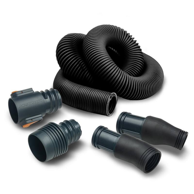 Kit de manguera de aspiración de polvo de 10 pies POWERTEC para aspiradoras de taller húmedo/seco, herramientas eléctricas, sierra ingletadora y sierra de mesa - 70355N