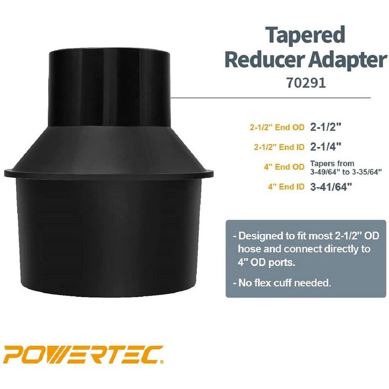 Kit de manguera universal para puerto pequeño POWERTEC con adaptador cónico de manguera de 4 pulgadas a 2-1/2 pulgadas - 70327