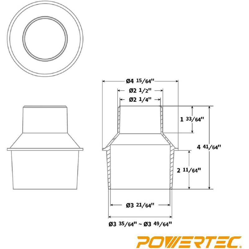 Kit de manguera universal para puerto pequeño POWERTEC con adaptador cónico de manguera de 4 pulgadas a 2-1/2 pulgadas - 70327