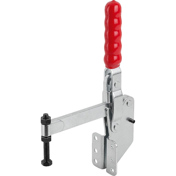 Kipp Toggle Clamp Vertical Std, Angled Foot F2=3600, Full Holding Arm M08X60, Steel Zinc Plated - K1437.03600