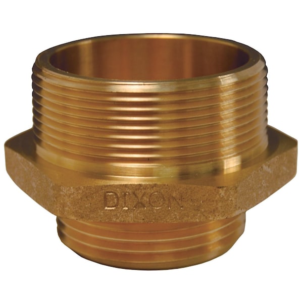 Dixon Double Male Hex Nipple, BR, 3"NPTx2.5"NST - DMH3025F