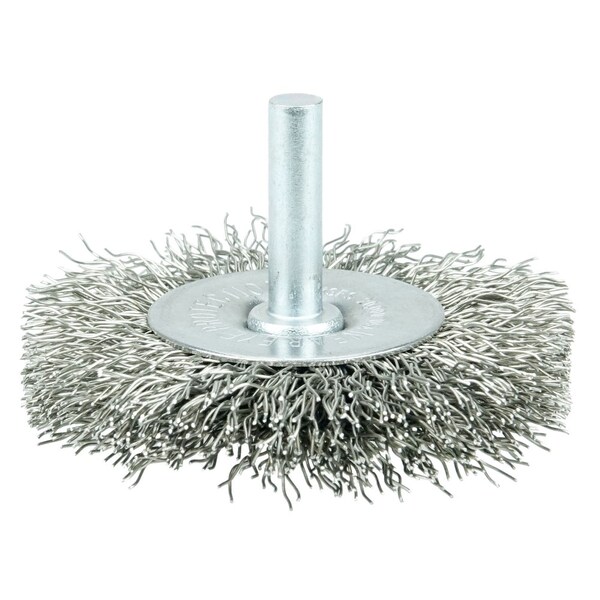 Weiler Wolverine 3" Crimped Wire Wheel, .008" Steel Fill, 1/4" Stem - 36259