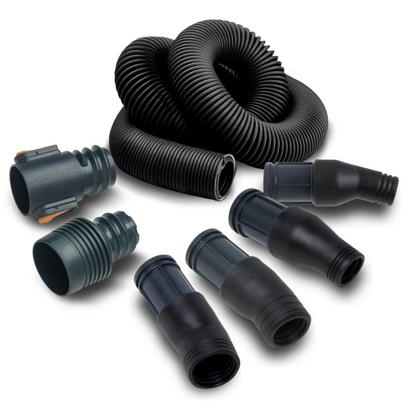 Kit de manguera de recolección de polvo para aspiradora de herramientas eléctricas POWERTEC con manguera de 10 pies, 4 adaptadores para aspiradora de taller y reductor de 2-1/2 a 2-1/4 pulgadas - 70376N