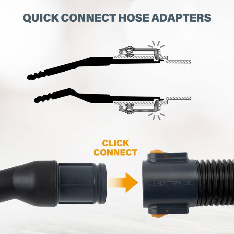 Kit de manguera de recolección de polvo para aspiradora de herramientas eléctricas POWERTEC con manguera de 10 pies, 4 adaptadores para aspiradora de taller y reductor de 2-1/2 a 2-1/4 pulgadas - 70376N