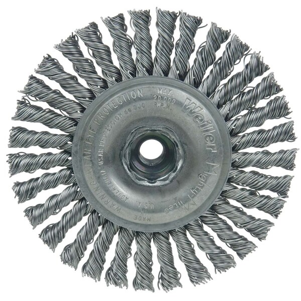 Weiler Mini Roughneck 4" Wire Wheel, .020" Steel Fill, M10x1.25 Nut - 13125