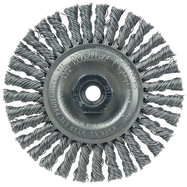 Weiler Mini Roughneck 4" Wire Wheel, .020" Steel Fill, M10x1.25 Nut - 13125