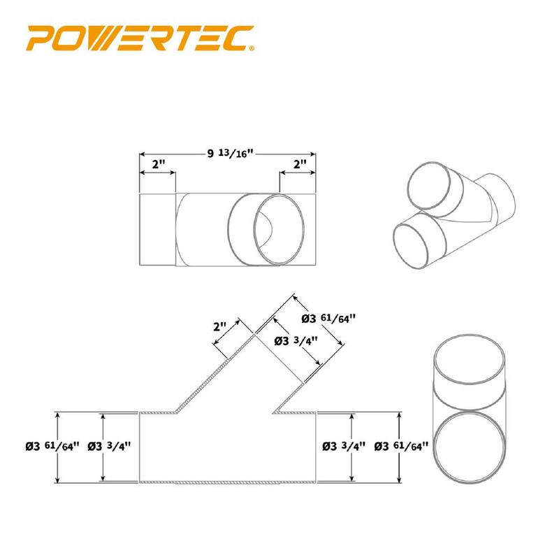 Manguera de colección de polvo de 4 pulgadas x 20 pies con conector en forma de Y para sistemas de colección de polvo - 70389N