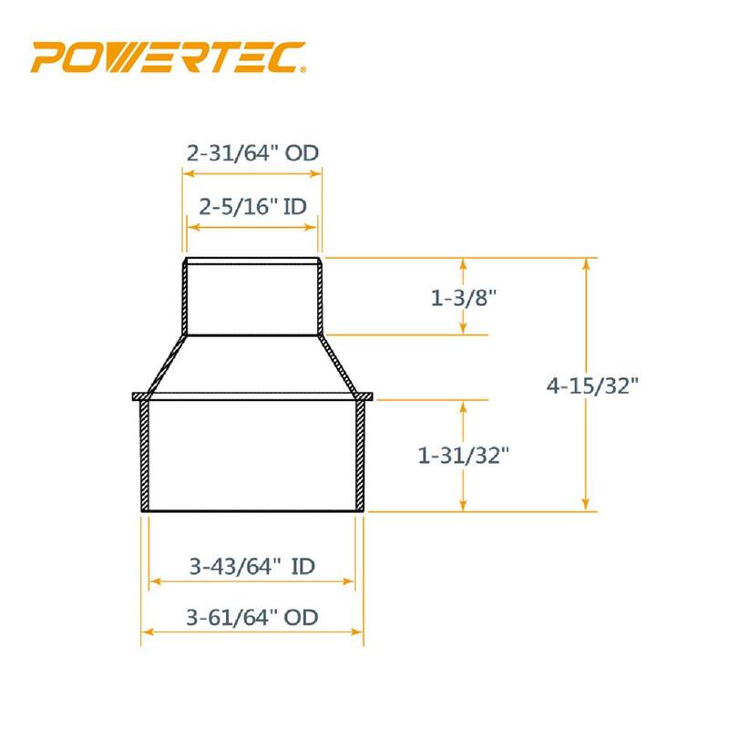 Manguera de colección de polvo de 4 pulgadas x 20 pies con reductor cónico para sistemas de colección de polvo - 70386N.