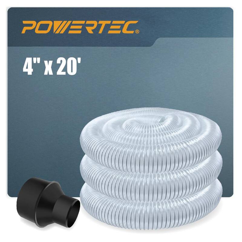 Manguera de colección de polvo de 4 pulgadas x 20 pies con reductor cónico para sistemas de colección de polvo - 70386N.