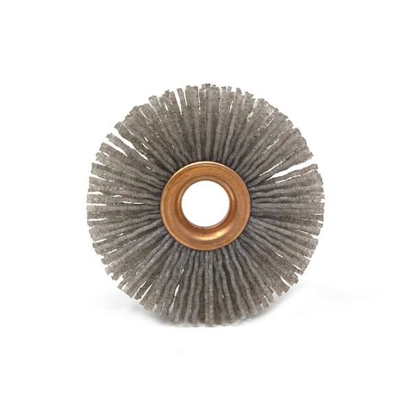 Brush Research Manufacturing CY21280AO Abrasive Nylon Copper Center Wheel, 2.5" Dia., 80AO, .500" Arbor Hole, .750" Trim - CY21280AO