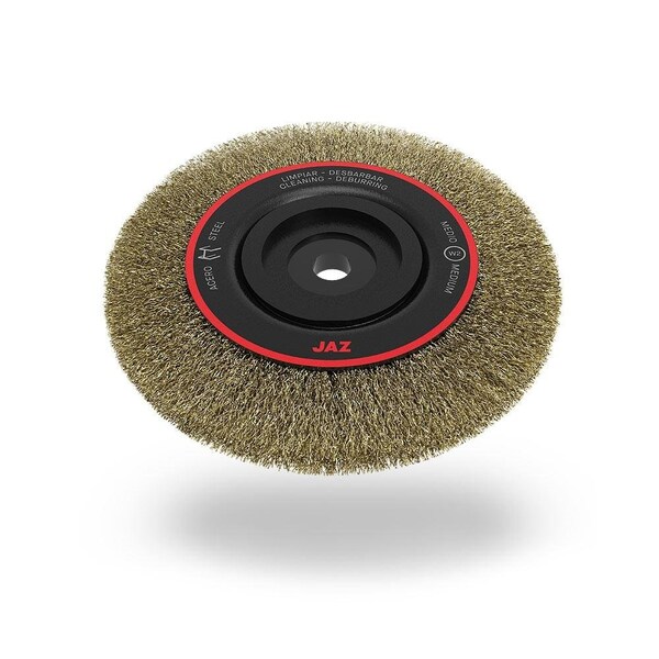 Jaz Wire Wheel Bench Brush, 6", .012", Face 3/4", Arbor 3/4"-7/8" - 23530