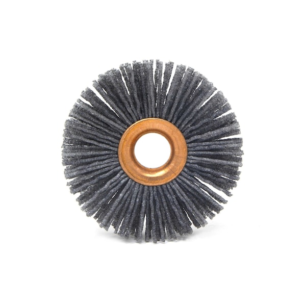 Brush Research Manufacturing CY21280SC Abrasive Nylon Copper Center Wheel, 2.5" Dia., 80SC, .500" Arbor Hole, .750" Trim - CY21280SC