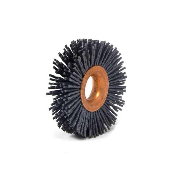 Brush Research Manufacturing CY2120SC Abrasive Nylon Copper Center Wheel, 2" Dia., 120SC, .500" Arbor Hole, .500" Trim - CY2120SC