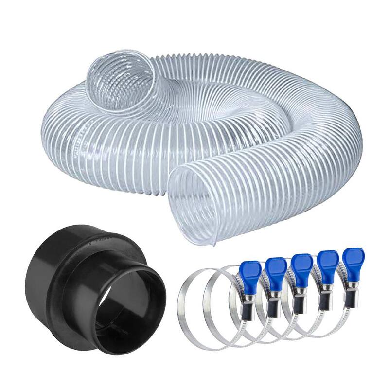 Manguera de colección de polvo de PVC de 3 pulgadas x 10 pies con reductor de 4 pulgadas a 3 pulgadas y abrazadera de manguera de 3 pulgadas x 5 llaves - 70437N