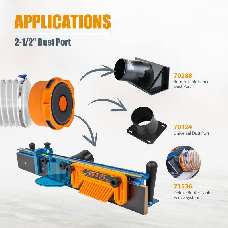 Manguera de colección de polvo POWERTEC de 4 pulgadas x 20 pies con 2 abrazaderas y adaptador para sistemas de colección de polvo - 70434N