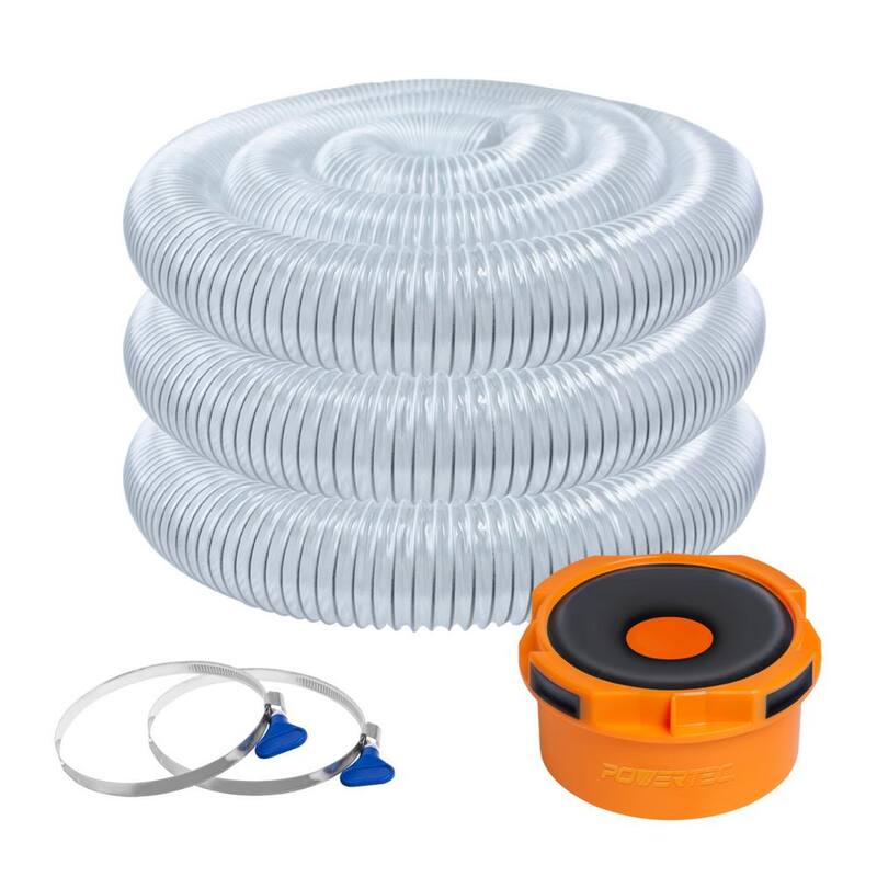Manguera de colección de polvo POWERTEC de 4 pulgadas x 20 pies con 2 abrazaderas y adaptador para sistemas de colección de polvo - 70434N
