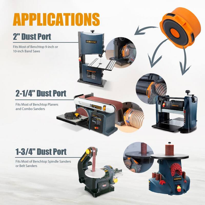 Manguera de colección de polvo POWERTEC de 4 pulgadas x 20 pies con 2 abrazaderas y adaptador para sistemas de colección de polvo - 70434N